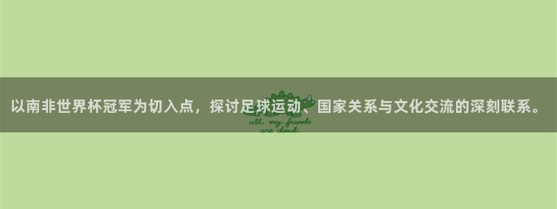世界杯直播免费观看:以南非世界杯冠军为切入点,探讨足球运动、国家关系与文化交流的深刻联系。